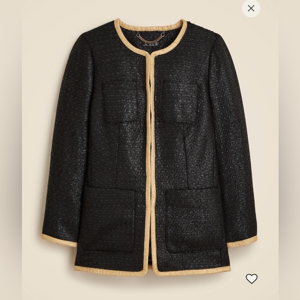 J. Crew NEW WITH TAGS black lacquered tweed jacket, 4
